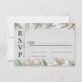 Tarjeta de Respuesta de Boda con Hojas de Acuarela