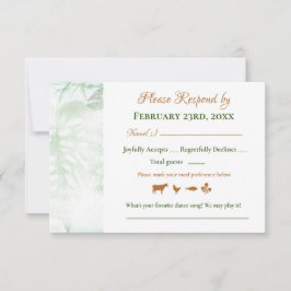 Tarjeta de respuesta de boda con hojas de Monstera