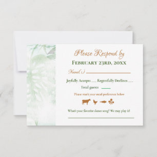 Tarjeta de respuesta de boda con hojas de Monstera