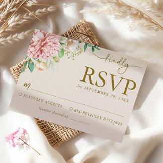 Tarjeta de respuesta de boda con hortensias en acu