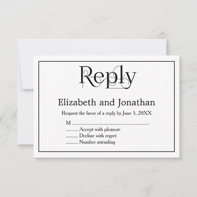 Tarjeta de respuesta de boda con impresión rizada  (Anverso)