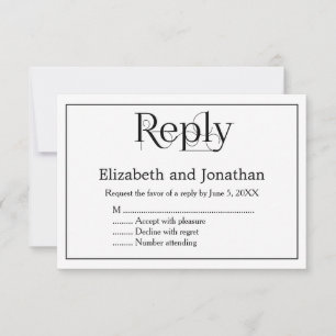 Tarjeta de respuesta de boda con impresión rizada