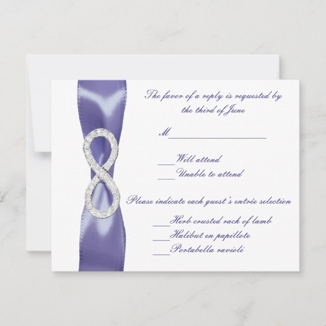Tarjeta de respuesta de Boda con infinito de diama (Anverso)