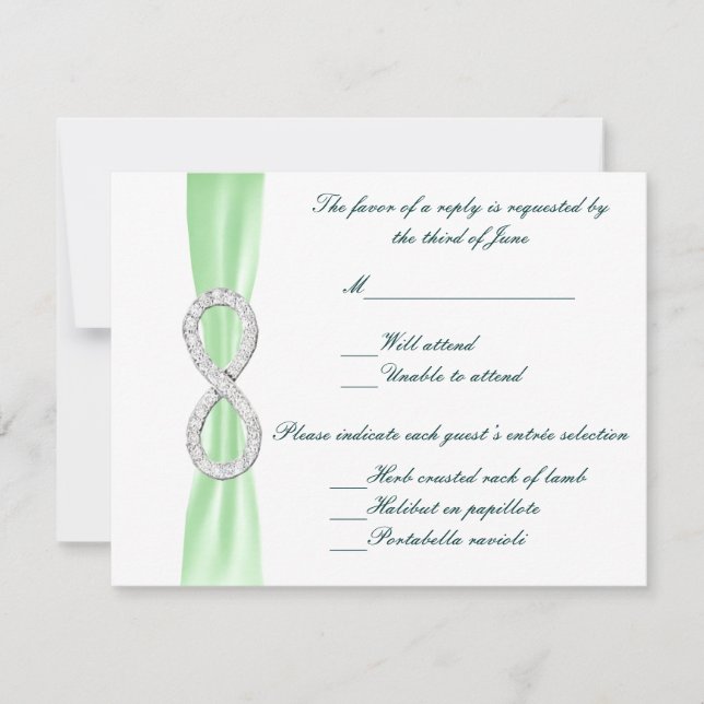 Tarjeta de respuesta de Boda con infinito de diama (Anverso)