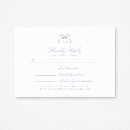 Tarjeta de respuesta de boda con lazo azul monogra