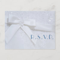 Tarjeta de respuesta de boda con lazo blanco y tip