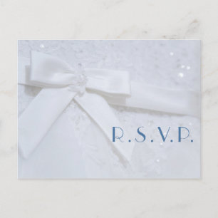 Tarjeta de respuesta de boda con lazo blanco y tip