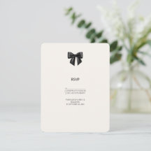 Tarjeta de respuesta de boda con lazo de cinta neg