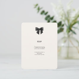 Tarjeta de respuesta de boda con lazo de cinta neg