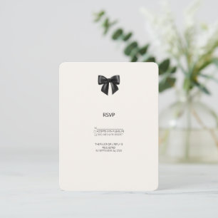 Tarjeta de respuesta de boda con lazo de cinta neg