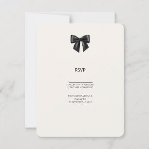 Tarjeta de respuesta de boda con lazo de cinta neg
