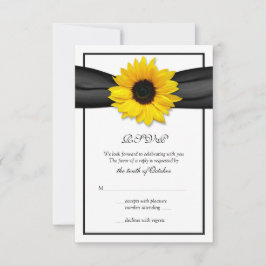 Tarjeta de respuesta de boda con lazo de girasol