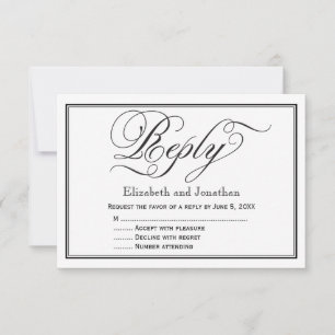 Tarjeta de respuesta de boda con letra de caligraf