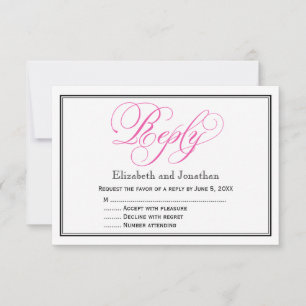 Tarjeta de respuesta de boda con letra de caligraf