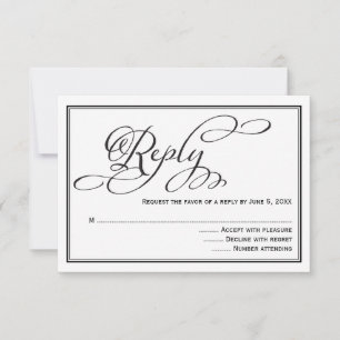 Tarjeta de respuesta de boda con letra de caligraf