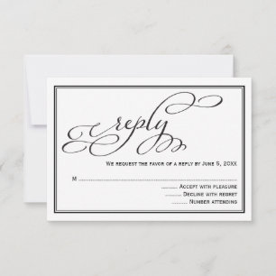 Tarjeta de respuesta de boda con letra de caligraf