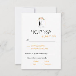 Tarjeta de respuesta de boda con letra elegante