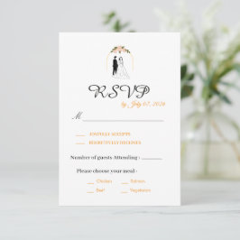 Tarjeta de respuesta de boda con letra elegante