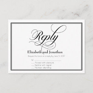 Tarjeta de respuesta de boda con letra elegante en