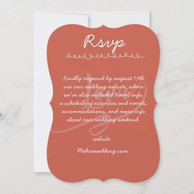 Tarjeta de respuesta de boda con letra manuscrita  (Anverso)