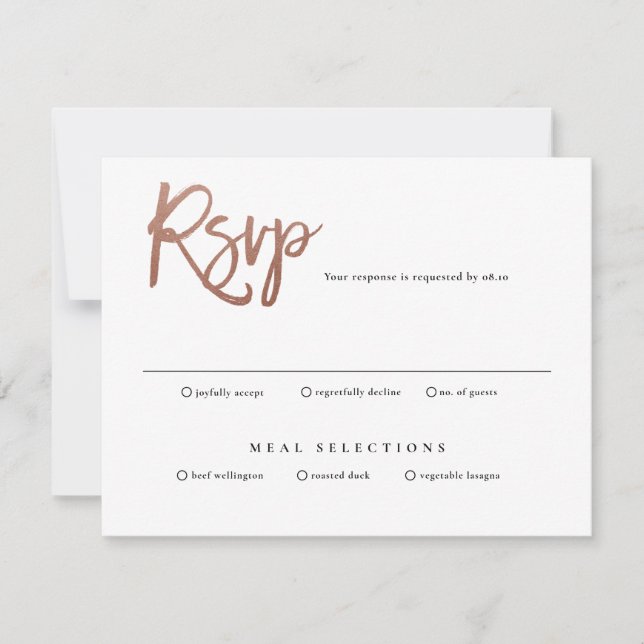 Tarjeta de respuesta de boda con letra moderna (Anverso)