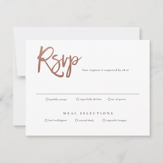 Tarjeta de respuesta de boda con letra moderna (Anverso)
