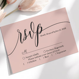 Tarjeta de Respuesta de Boda con Letra Simple Rosa