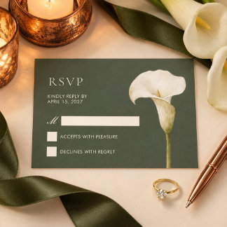 Tarjeta de respuesta de boda con lirio de cala ver