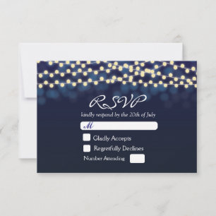 Tarjeta de Respuesta de Boda con Luces de Cadena d