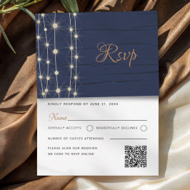 Tarjeta de respuesta de boda con luces de cuerda d