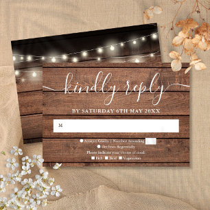 Tarjeta de Respuesta de Boda con Luces de Cuerda d