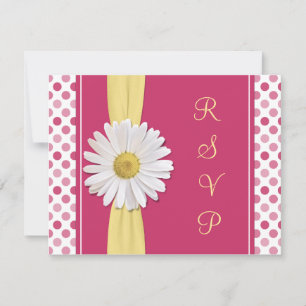 Tarjeta de respuesta de boda con lunares rosados d