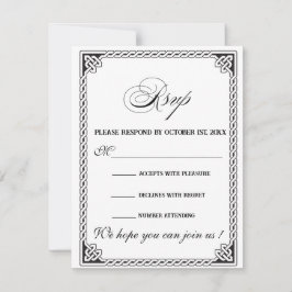 Tarjeta de respuesta de boda con marco celta