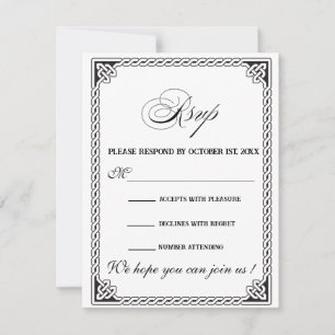 Tarjeta de respuesta de boda con marco celta