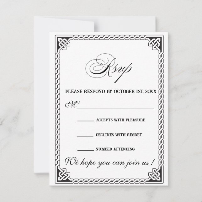Tarjeta de respuesta de boda con marco celta (Anverso)