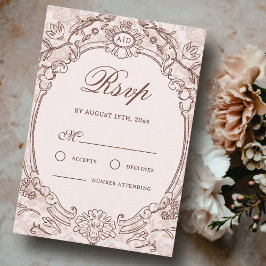 Tarjeta de respuesta de boda con marco clásico vin