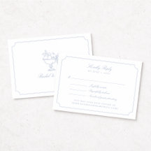 Tarjeta de respuesta de boda con marco doble azul