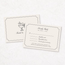 Tarjeta de respuesta de boda con marco doble de ma
