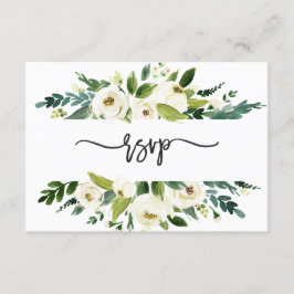 Tarjeta de respuesta de boda con marco floral blan