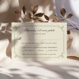 Tarjeta de respuesta de boda con marco ornamentado