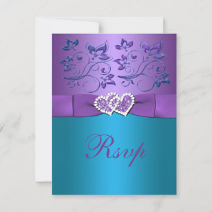 Tarjeta de respuesta de boda con monograma de cora