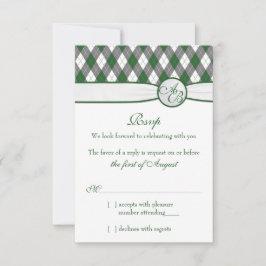 Tarjeta de respuesta de boda con monograma de golf
