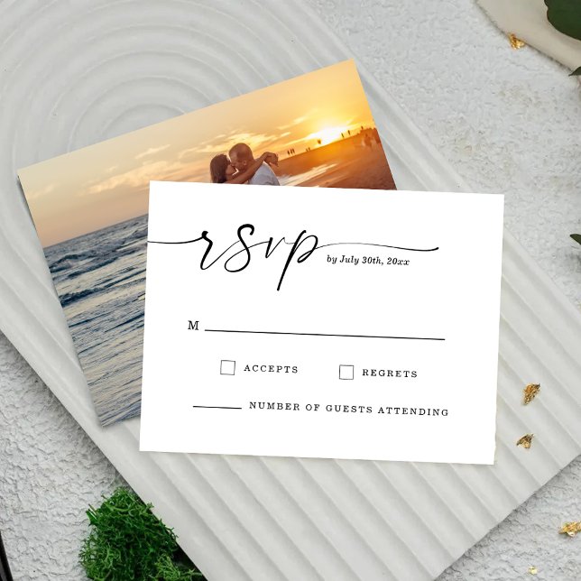 Tarjeta de respuesta de boda con monograma de letr (Subido por el creador)