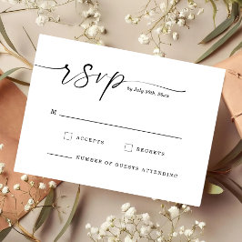 Tarjeta de respuesta de boda con monograma de letr