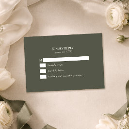 Tarjeta de respuesta de boda con monograma de oliv