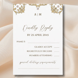 Tarjeta de respuesta de boda con monograma de perl