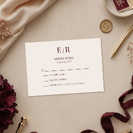 Tarjeta de respuesta de boda con monograma elegant