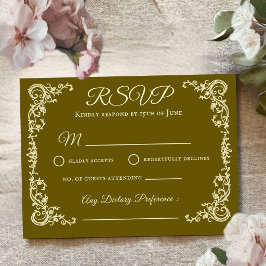 Tarjeta de respuesta de boda con monograma floral