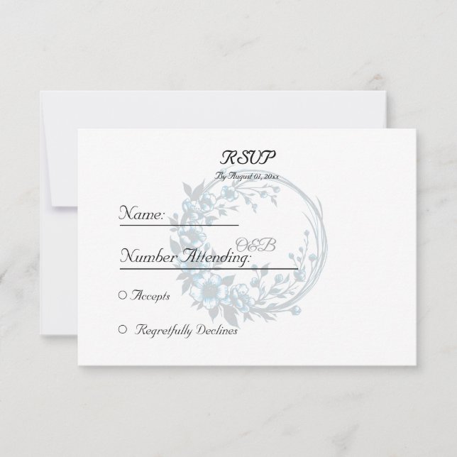 Tarjeta de respuesta de boda con monograma floral  (Anverso)