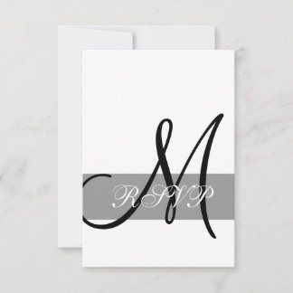 Tarjeta de respuesta de boda con monograma gris ne